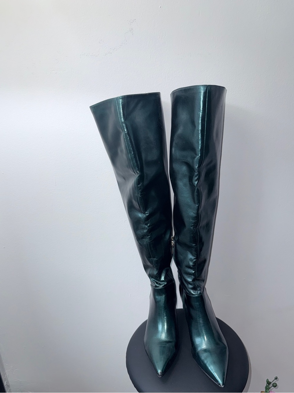 Jessica Simpson Metallic Teal Over-the-Knee Pointed Boots